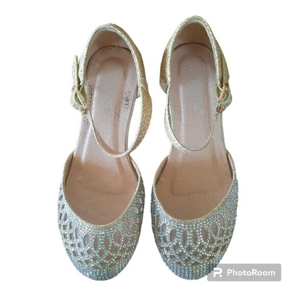 Link Sparkle Glitter Jeweled Wedge Heel Sandals - Picture 2 of 3